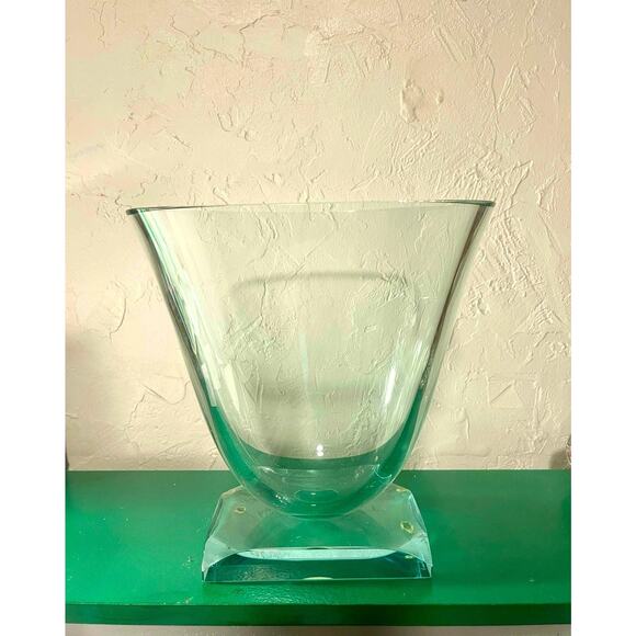 Stephen Schlanser Modern Cut & Polished Art Glass Vase - Large - Signed - Picture 3 of 4